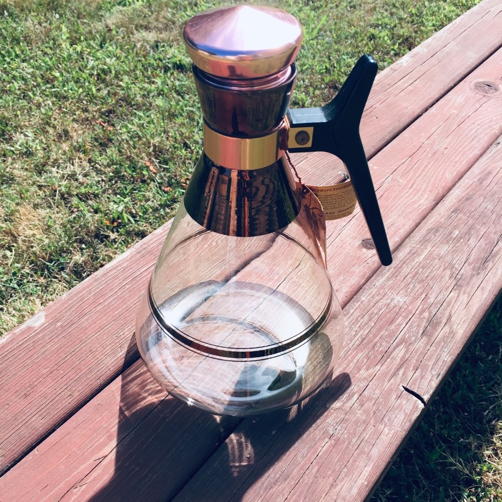 Vintage Mid Century Coffee Carafe w Original Tag